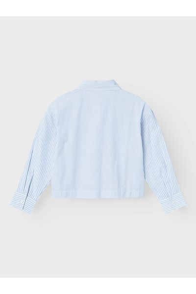name ıt Nkfkastripe Chambray Blue Short Shirt - 13231493