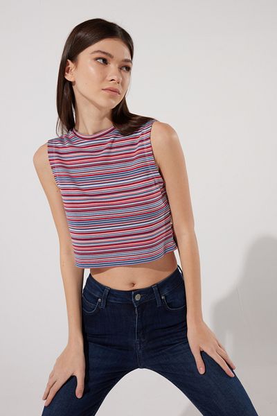 Lee Slim Fit Slim Fit Crew Neck Women's Crop Color Flexible Blouse T-Shirt