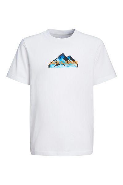 Jack & Jones Jcomountain Logo Tee - Ss Crew Neck, Sn Jnr 12263123   White