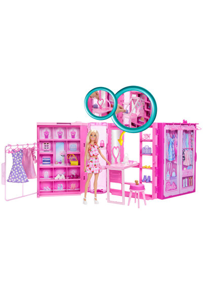 Barbie 'nin Rüya Gardrobu ve Bebek, Aksesuarlar ve 25'ten fazla parçayla 90 c...