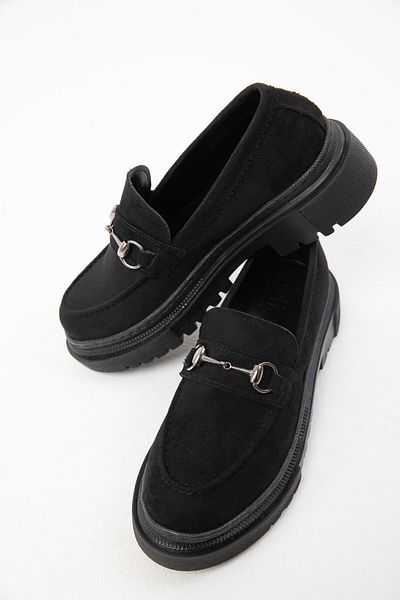 SOHO SCHWARZES WILDLEDER Damen-Loafer-Schuhe 17542