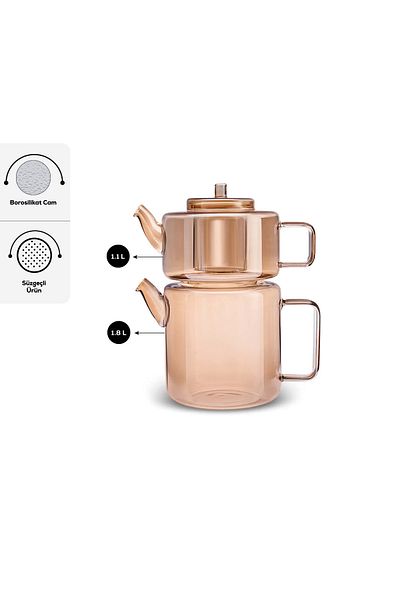 Karaca Midi Size Teapot Amber - Flat Borosilicate Glass