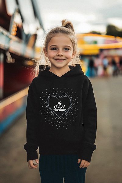 TRENDYOLKIDS Černá bavlněná mikina se vzorem srdce - Tkdaw25Sw00012