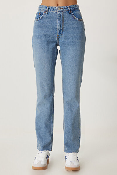 Happiness İstanbul Kadın Açık Mavi Orta Bel Straight Jeans UT00025