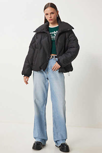 Happiness İstanbul Dámská černá oversize bunda Puffer RV00006