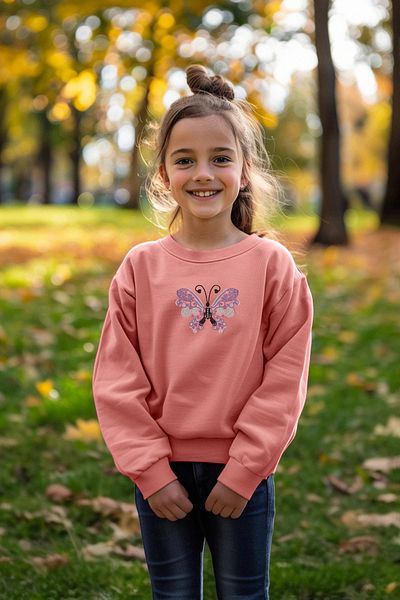 TRENDYOLKIDS Dámská bavlněná pletená mikina s potiskem Losos TKDAW25SW00011