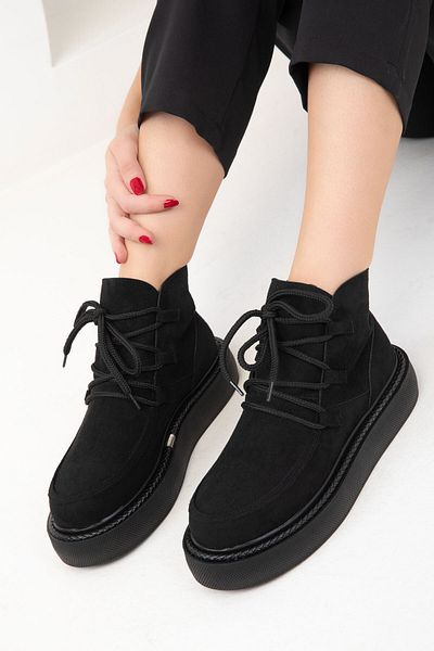 SOHO Černé semišové dámské boty - 19927 Model Bootie
