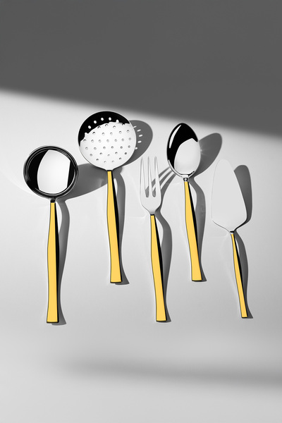 Nehir Elegant Gold Plain 12 Person 89 Piece Leather Boxed Fork Spoon Knife Set