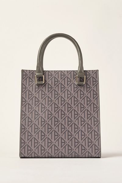 Ted Baker Anthrazitfarbene Handtasche mit Oblique-Monogramm 240414