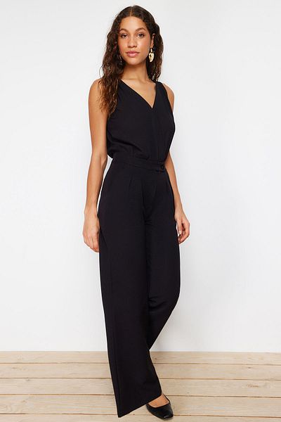 Trendyol Collection Schwarze Hose mit hoher Taille und weitem Bein – TWOAW22PL0066