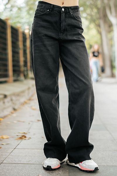 Trendyol Collection Black High Waist Wide Leg Jeans Twoaw25Je00376