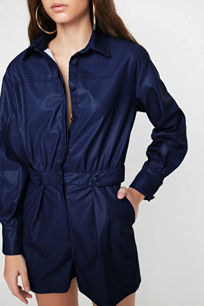 Trendyol Collection Limitovaná edice Indigo tkané kombinézy z umělé kůže TWOAW22TU0322