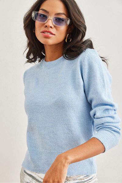 Olalook Baby Blue Crew nyakú kötöttáru pulóver - puha textúrájú KZK- 19000845