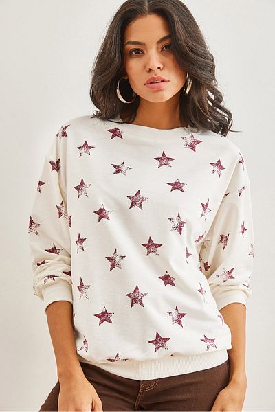 Olalook Hanorac de damă Star Claret Red - Textura moale, SWT- 19000457