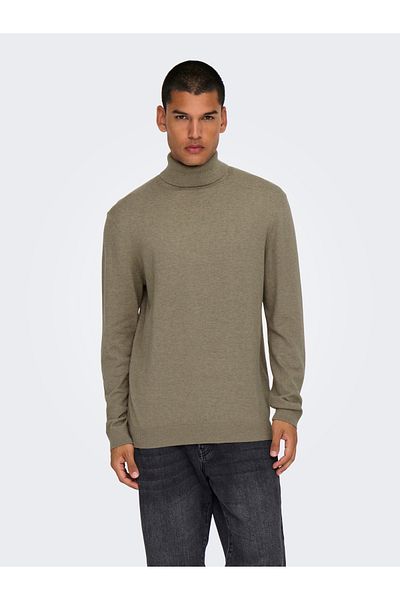 Only & Sons Onsloui Reg 12 Mel Roll Knit Noos 22030071 Desert Taupe