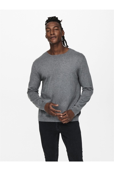 Only & Sons Onswyler Life Reg 14 Ls Crew Knit Noos 22020088 Medium Grey Melange