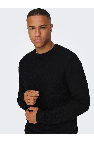 ONLY Onskalle Reg 12 Struc Crew Knit Noos 22026559 Black