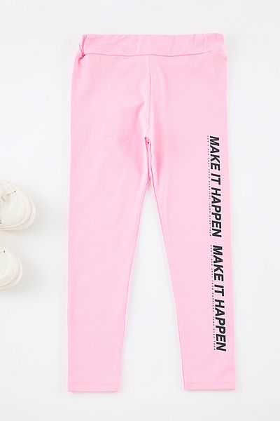TRENDYOLKIDS Schwarz-Rosa Slogan-Strickstrumpfhose für Mädchen TKDAW25TA00006