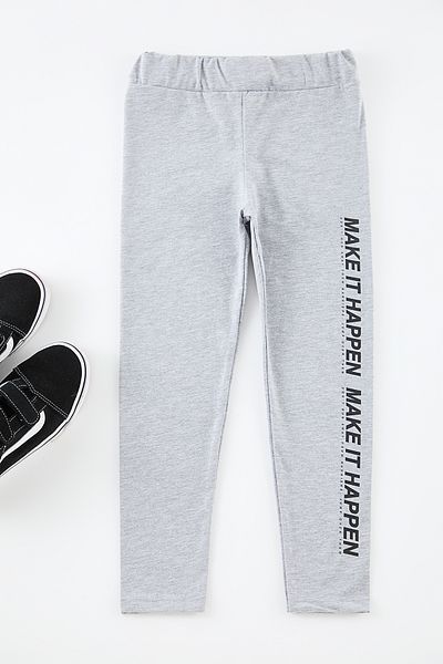 TRENDYOLKIDS Szürke melange-tengerkék női gyerek szlogen kötött leggings TKDAW25TA00006