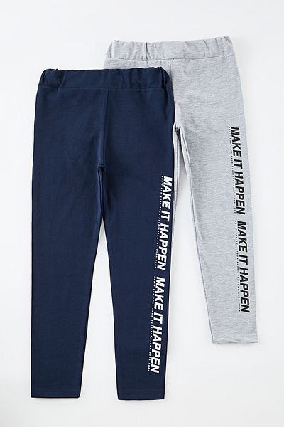 TRENDYOLKIDS Szürke melange-tengerkék női gyerek szlogen kötött leggings TKDAW25TA00006