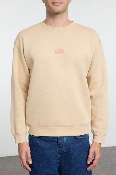 Trendyol Collection Stone Oversize/široký střih zadního dílu tištěný fleece uvnitř/teplá mikina Tmnaw25Sw00056