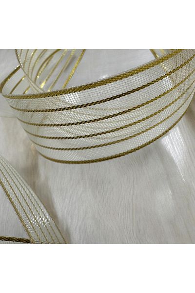 BukiroAtelier 3m 2.5 cm Glitter Transparent Ribbon - Organza Packaging for Engagement and Bundle