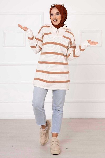 EBRUTESETTÜR Zipper Detailed Striped Tunic