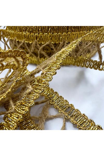 BukiroAtelier 2 μέτρα γυαλιστερή κορδέλα από άχυρο με σταυρωτό σχέδιο - Κορδέλα Monofil 2,5 cm