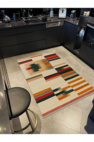 Rugs Modern Halı Melek Koleksiyonu Çok Renkli Çizgiler Desenli Dokuma Taban M...