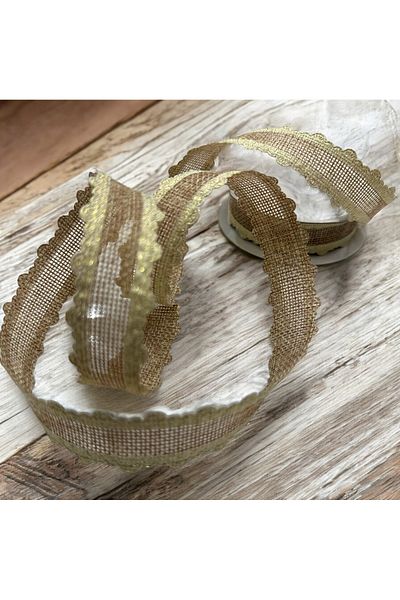 BukiroAtelier 2 Meters 2 cm Wicker Glitter Jute Ribbon Strip - Edge Packaging