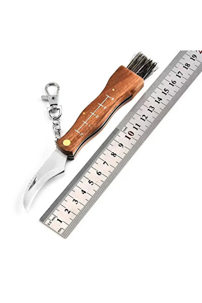 Choice سكين قابلة للطي متعددة الوظائف من الفولاذ المقاوم للصدأ بطول 17 سم، سكين صغير على شكل فطر للاستخدام اليومي، مقبض خشبي حاد