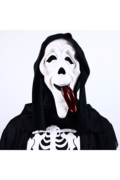 Choice قناع وجه فيلم رعب هالوين عالي الجودة، قناع شبح مخيف واقعي، يخرج اللسان F