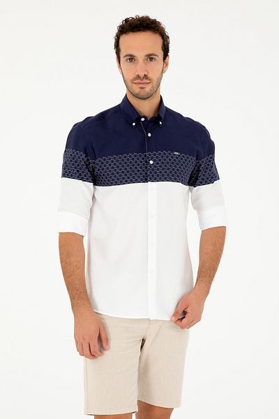 U.S. Polo Assn. Мъжка риза с дълъг ръкав в тъмносиньо - 50282867-VR033
