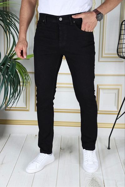 phantom jns by sekman Μαύρο Slim Fit Lycra Ανδρικά τζιν Slim Fit Stretchy Jeans Κανονική μέση Phantom Jeans