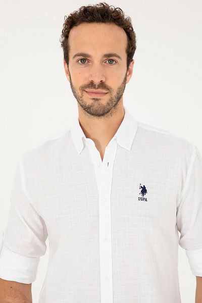 U.S. Polo Assn. Ανδρικό λευκό μακρυμάνικο πουκάμισο 50282868-VR013