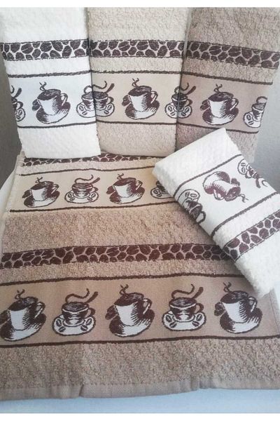 denizli hatırası Кухненски кърпи с бродерия в цвят кафе, 6 броя, 30x50 см
