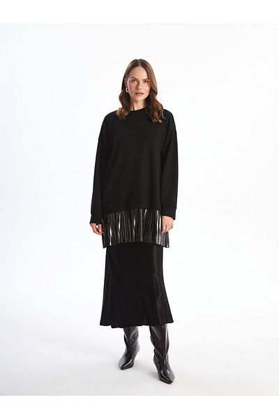 LC Waikiki Crew Neck Plain Oversize Women's Sweatshirt Tunic