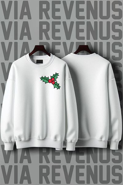 Vordevia  Flower Printed Unisex 3 Thread Raster Wide Fit New Year's Gift Sweatshirt