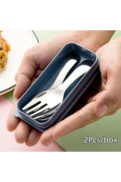Choice 2Pcsbox Mini Portable Spoon Fork Tableware Outdoor Camping Stainless Steel Cutlery Set For Lunch Hik