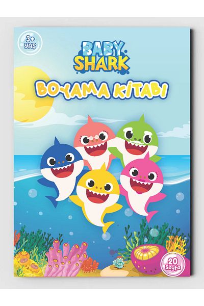 ZNC Carte de colorat Baby Shark pentru copii - (+20), pagină întreagă ilustrată + cadou mască