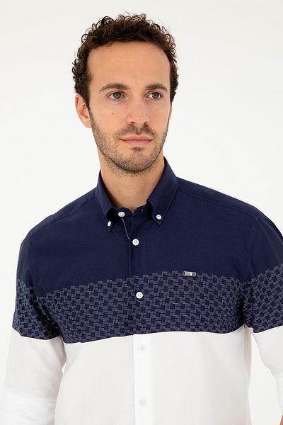 U.S. Polo Assn. Мъжка риза с дълъг ръкав в тъмносиньо - 50282867-VR033