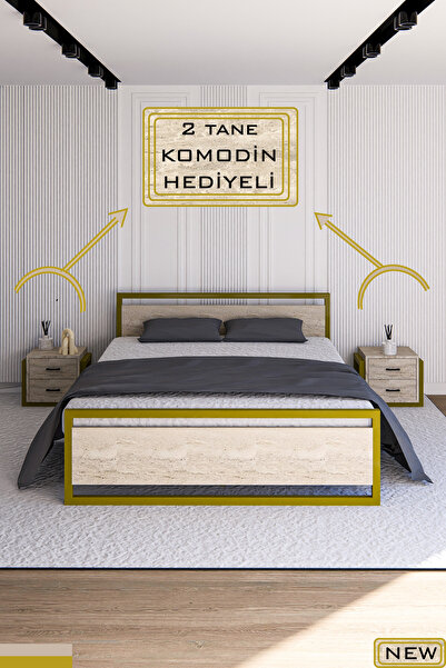 Fahrettin Küçük VİOLA Çift Kişilik Ortopedik Tam Destekli Metal Karyola, Çift...