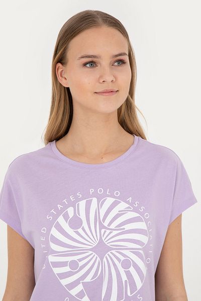 U.S. Polo Assn. Tricou de damă liliac cu gât crew 50282896 -VR034