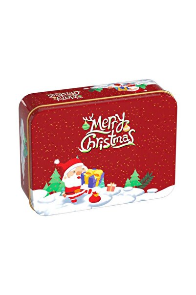 mutlu adım 1 bucată 12x9x4cm cutie metalică de Crăciun dreptunghiulară roșie