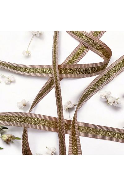 BukiroAtelier Groggrain Shiny Lurex Κορδέλα - 2 μέτρα, 1 cm Lurex Συσκευασία