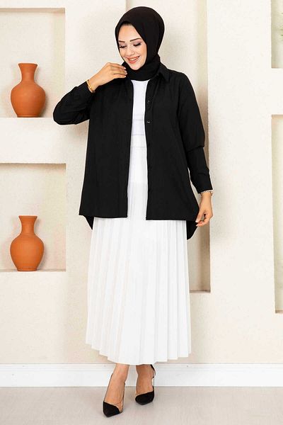 EBRUTESETTÜR Pleated Hijab Skirt with Elastic Waist
