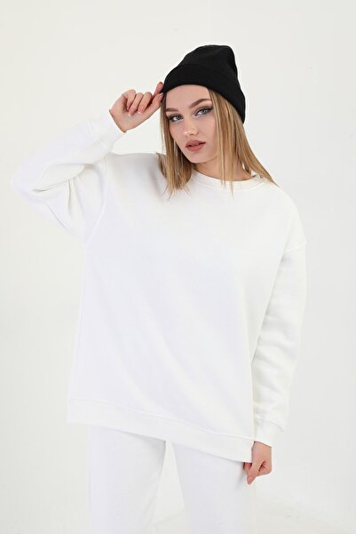 batı طاقم الرقبة سويت شيرت كبير الحجم