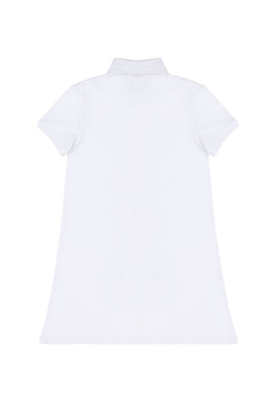U.S. Polo Assn. Kız Çocuk Beyaz Polo Yaka Kısa Kollu Örme Elbise 50283331-VR013