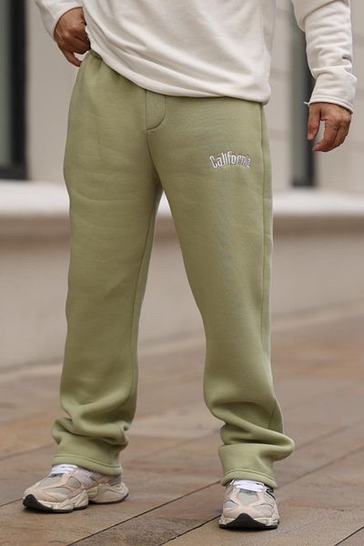 MADZEYMODA Ανδρικό φαρδύ φαρδύ παντελόνι 3 νημάτων Raster Green Premium Sweat Mz9070