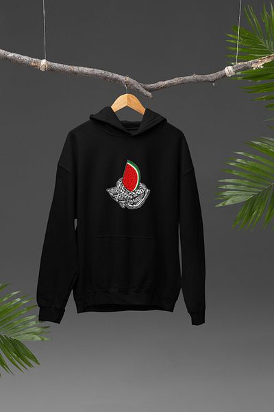 Nulivez 2 Thread Palestine Design Printed Hooded Unisex Oversize Sweatshirt with Kangaroo Pocket